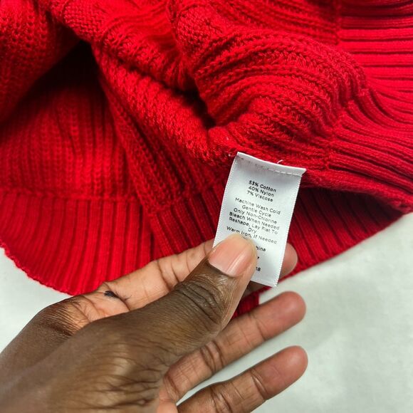 Talbots Cable Knit Tunic Sweater Red Classic Comfort Casual Pullover Size XL NWT - Picture 8 of 10